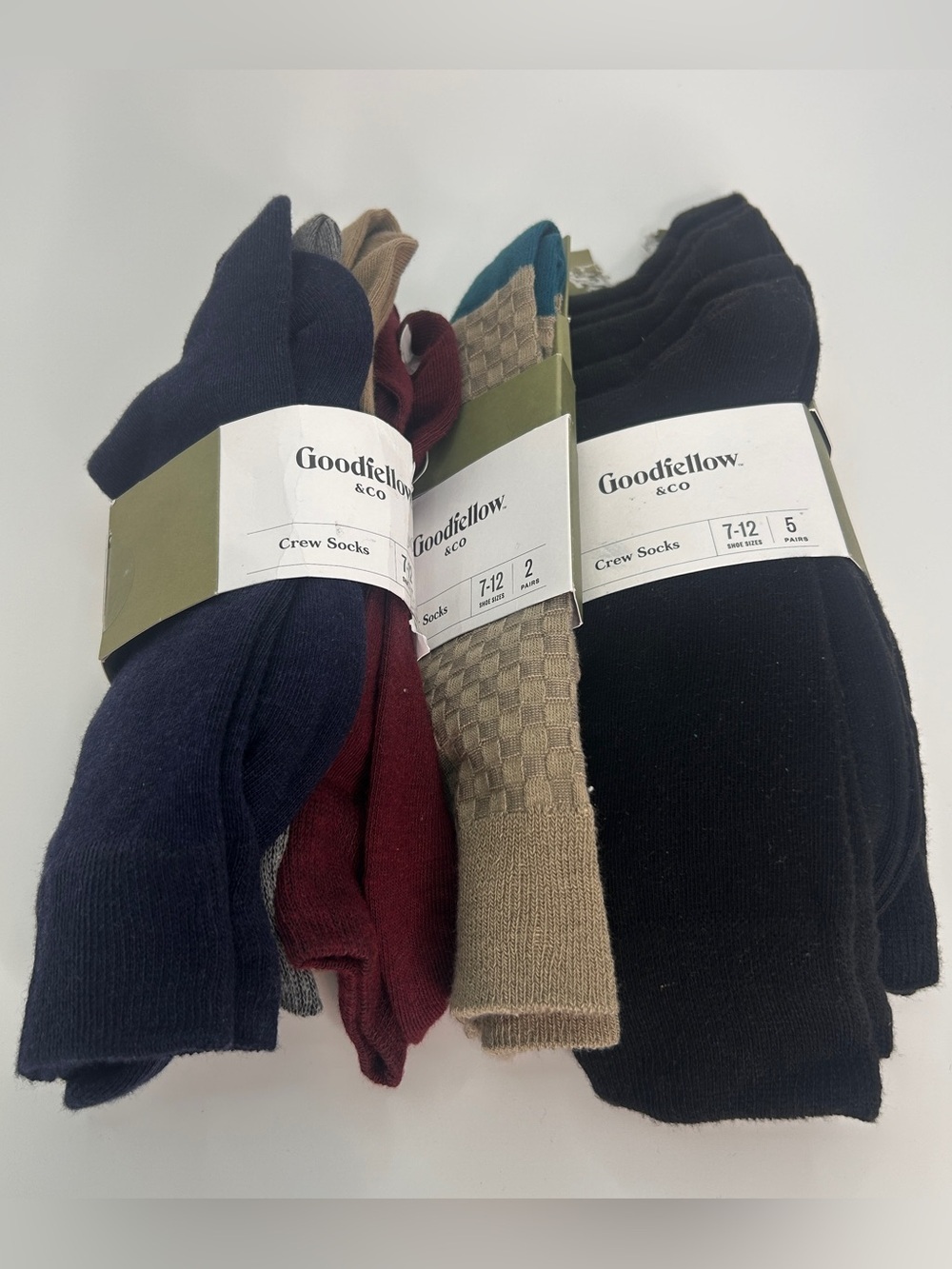 Goodfellow & Co. Lot Of 10 Men’s Knit Crew Socks, Asst. Colors, Shoe Size 7-12